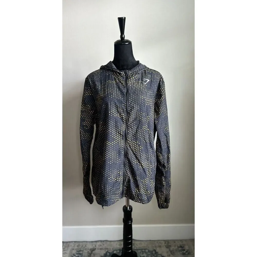 GYMSHARK Sports Hooded Windbreaker Jacket in Navy Size M